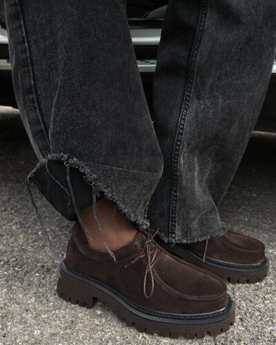 Derby shoes with a fleece lining