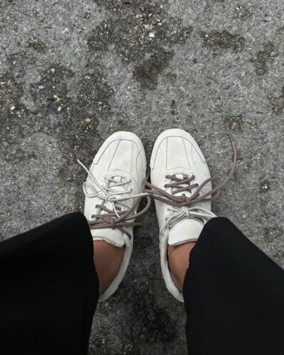 Suede sneakers with accent lacing
