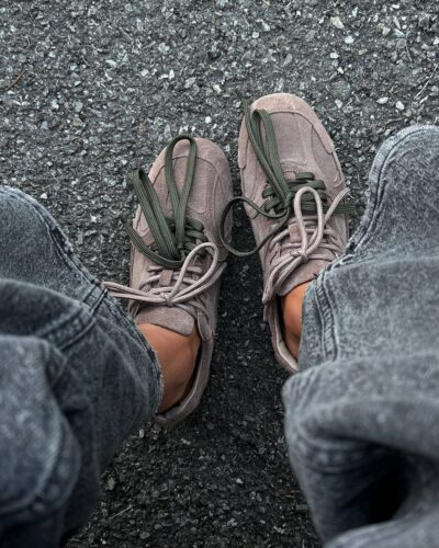 Suede sneakers with accent lacing