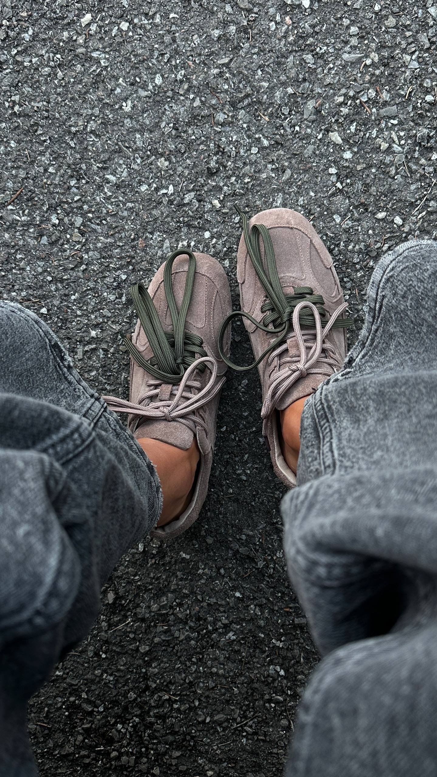 Suede sneakers with accent lacing