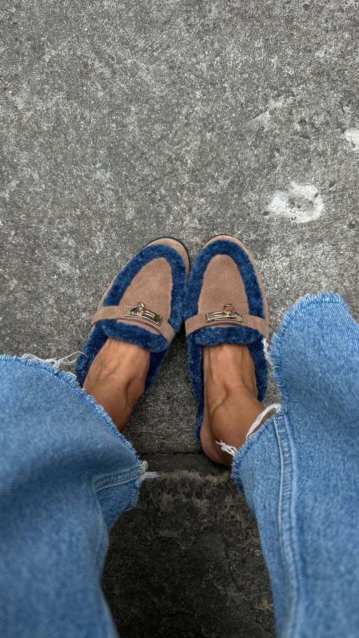 Замшеві сабо з хутром